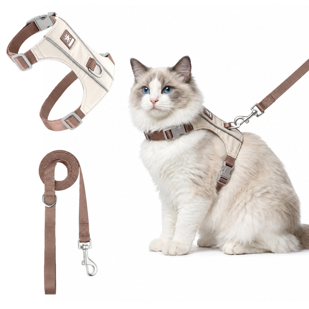 Cat Harness and Leash Set, Escape Proof Soft Kitten Vest with Reflective Strips, Tear-Resistant Taffeta Adjustable Harness for Small Cats Outdoor Walking