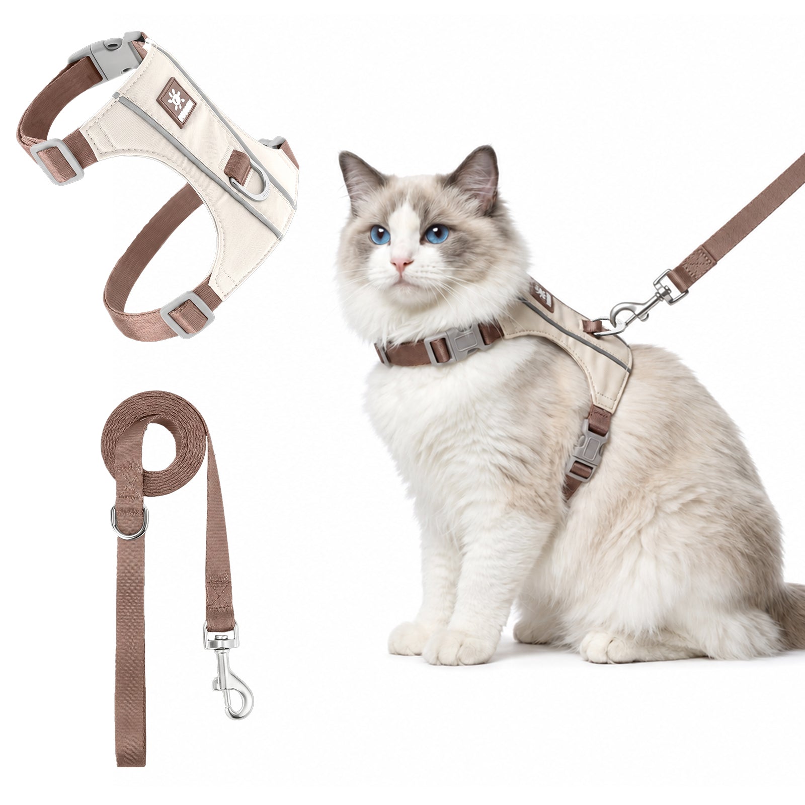 Cat Harness and Leash Set, Escape Proof Soft Kitten Vest with Reflective Strips, Tear-Resistant Taffeta Adjustable Harness for Small Cats Outdoor Walking