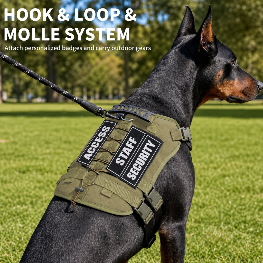 Tactical Dog Harness for Medium Dogs, Heavy Duty No Pull Dog Harness with Handle, Adjustable 6-Buckle Pet Vest for Pitbull, Border Collie, Boxer, Walking, Training, Hunting