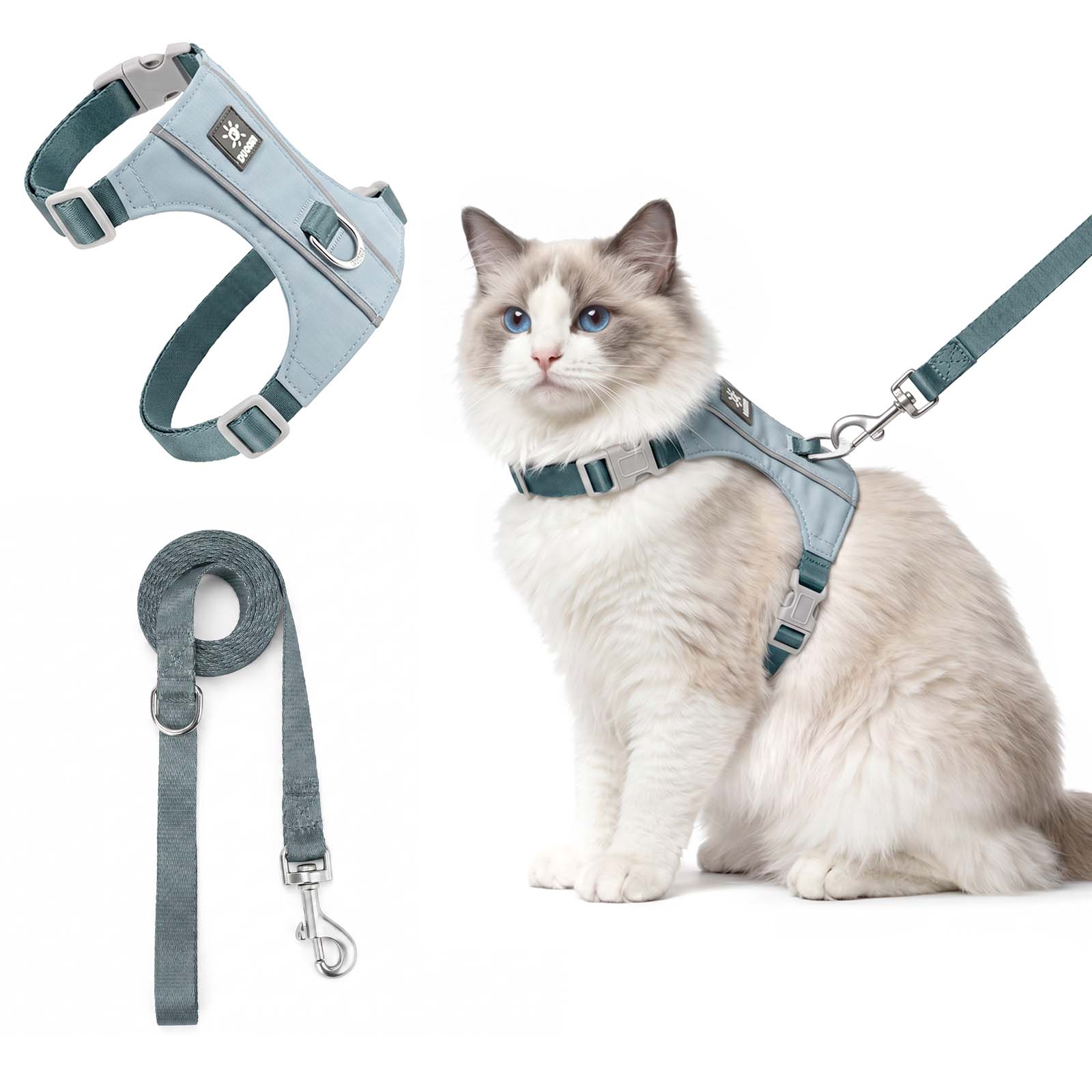 Cat Harness and Leash Set, Escape Proof Soft Kitten Vest with Reflective Strips, Tear-Resistant Taffeta Adjustable Harness for Small Cats Outdoor Walking