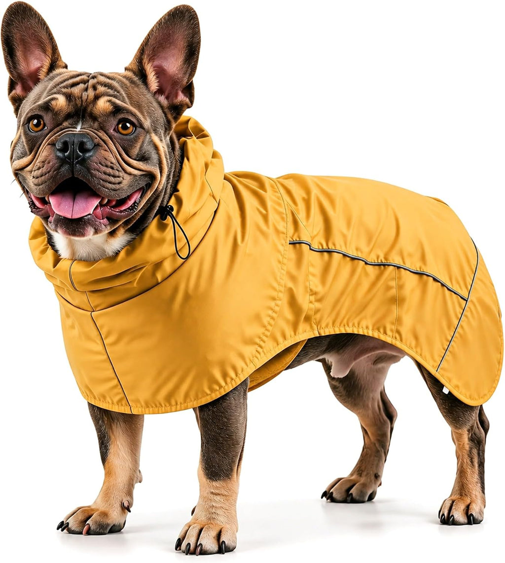 Dog Raincoat Full Body Coverage Waterproof Windproof Hooded Jacket | Full Body & Belly Coverage, Hidden Leash Hole, Reflective Strips, Belly Snap Buttons
