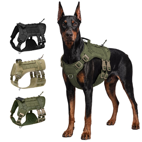 Tactical Dog Harness for Medium Dogs, Heavy Duty No Pull Dog Harness with Handle, Adjustable 6-Buckle Pet Vest for Pitbull, Border Collie, Boxer, Walking, Training, Hunting