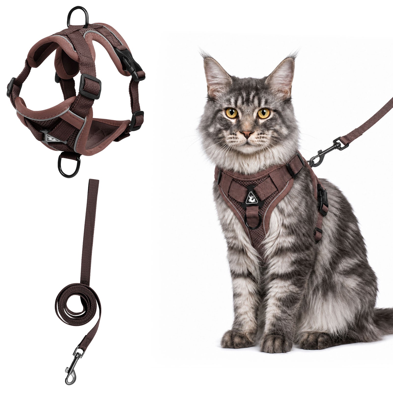 Cat Harness and Leash Set| Escape Proof Adjustable Mesh Vest with Reflective Strips, No-Choke Soft Breathable Harness for Medium Kitten