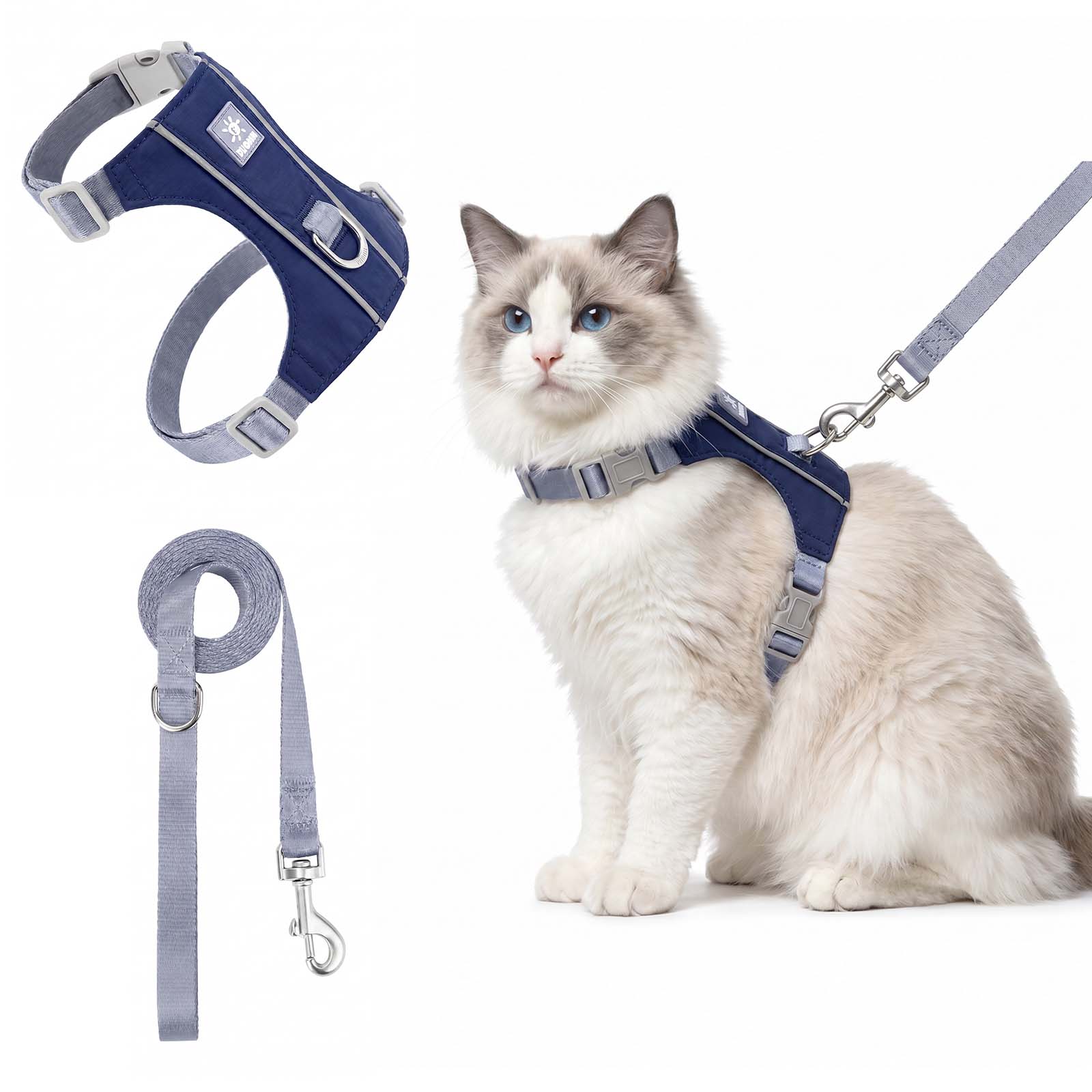 Cat Harness and Leash Set, Escape Proof Soft Kitten Vest with Reflective Strips, Tear-Resistant Taffeta Adjustable Harness for Small Cats Outdoor Walking