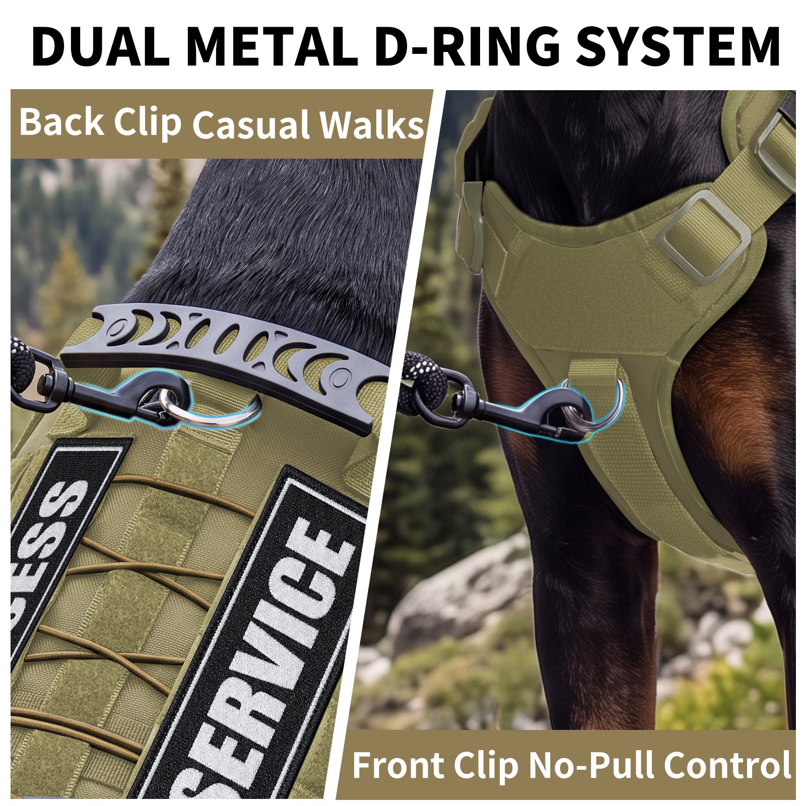 Tactical Dog Harness for Medium Dogs, Heavy Duty No Pull Dog Harness with Handle, Adjustable 6-Buckle Pet Vest for Pitbull, Border Collie, Boxer, Walking, Training, Hunting