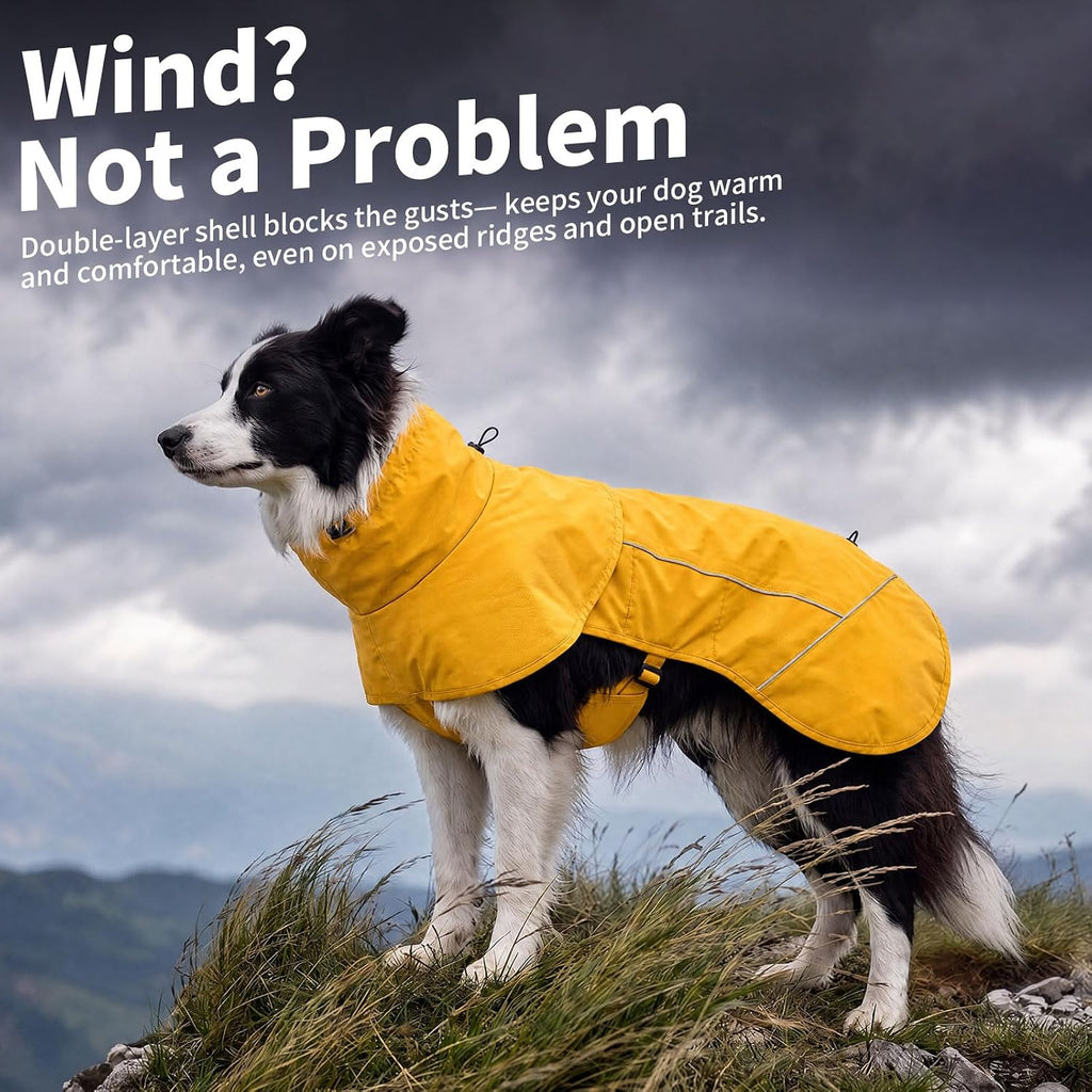 Dog Raincoat Full Body Coverage Waterproof Windproof Hooded Jacket | Full Body & Belly Coverage, Hidden Leash Hole, Reflective Strips, Belly Snap Buttons