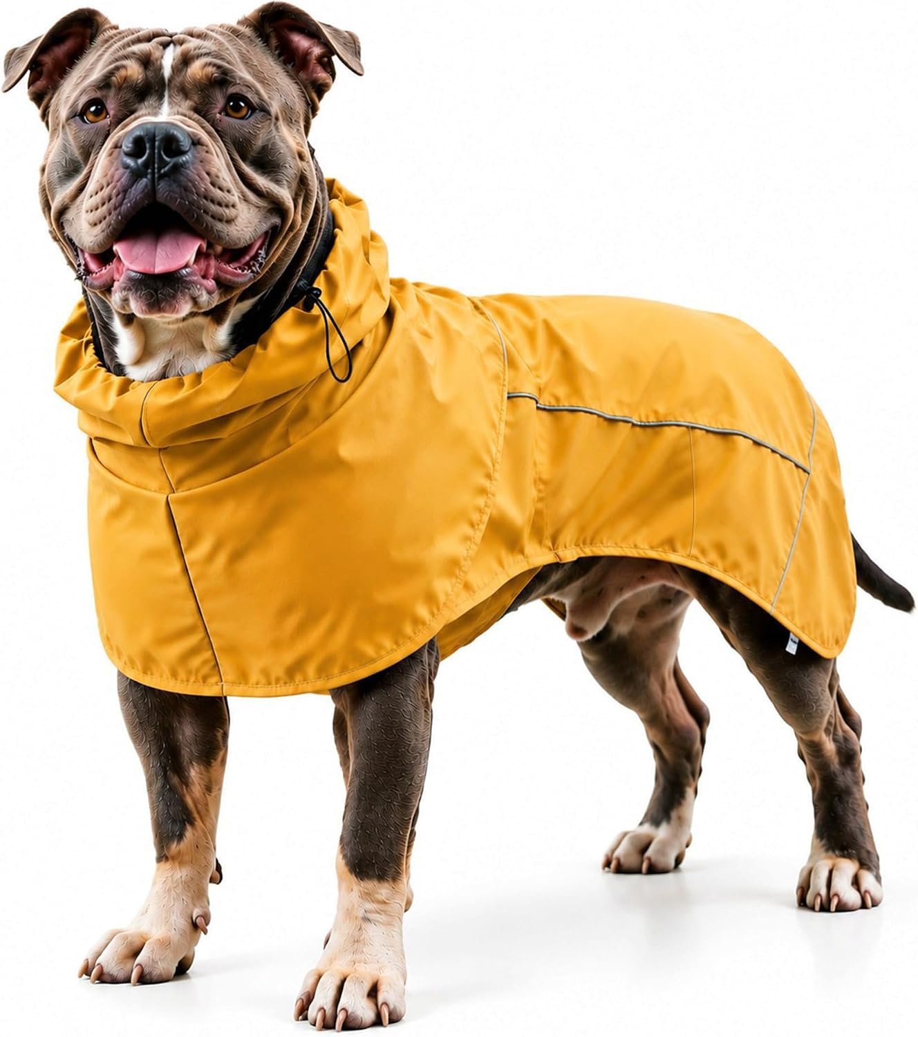 Dog Raincoat Full Body Coverage Waterproof Windproof Hooded Jacket | Full Body & Belly Coverage, Hidden Leash Hole, Reflective Strips, Belly Snap Buttons