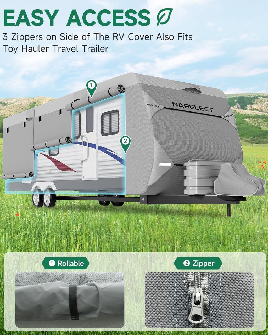 Caravan Cover 23-25ft: 7.01–7.62 m Storage Cover for Caravans | Waterproof, 7-Ply Breathable, UV-Resistant Caravan Cover for RVs Motorhomes & Campervans | with Air Vents & Adjustable Straps