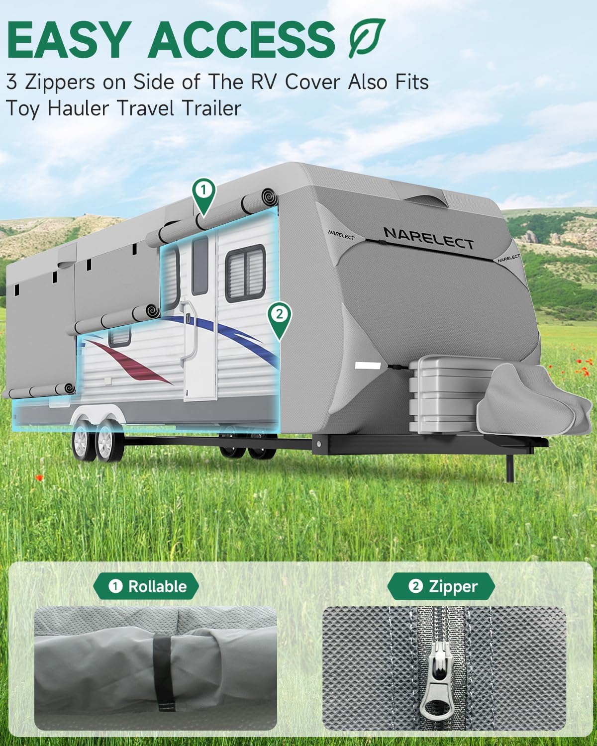 Caravan Cover 23-25ft: 7.01–7.62 m Storage Cover for Caravans | Waterproof, 7-Ply Breathable, UV-Resistant Caravan Cover for RVs Motorhomes & Campervans | with Air Vents & Adjustable Straps