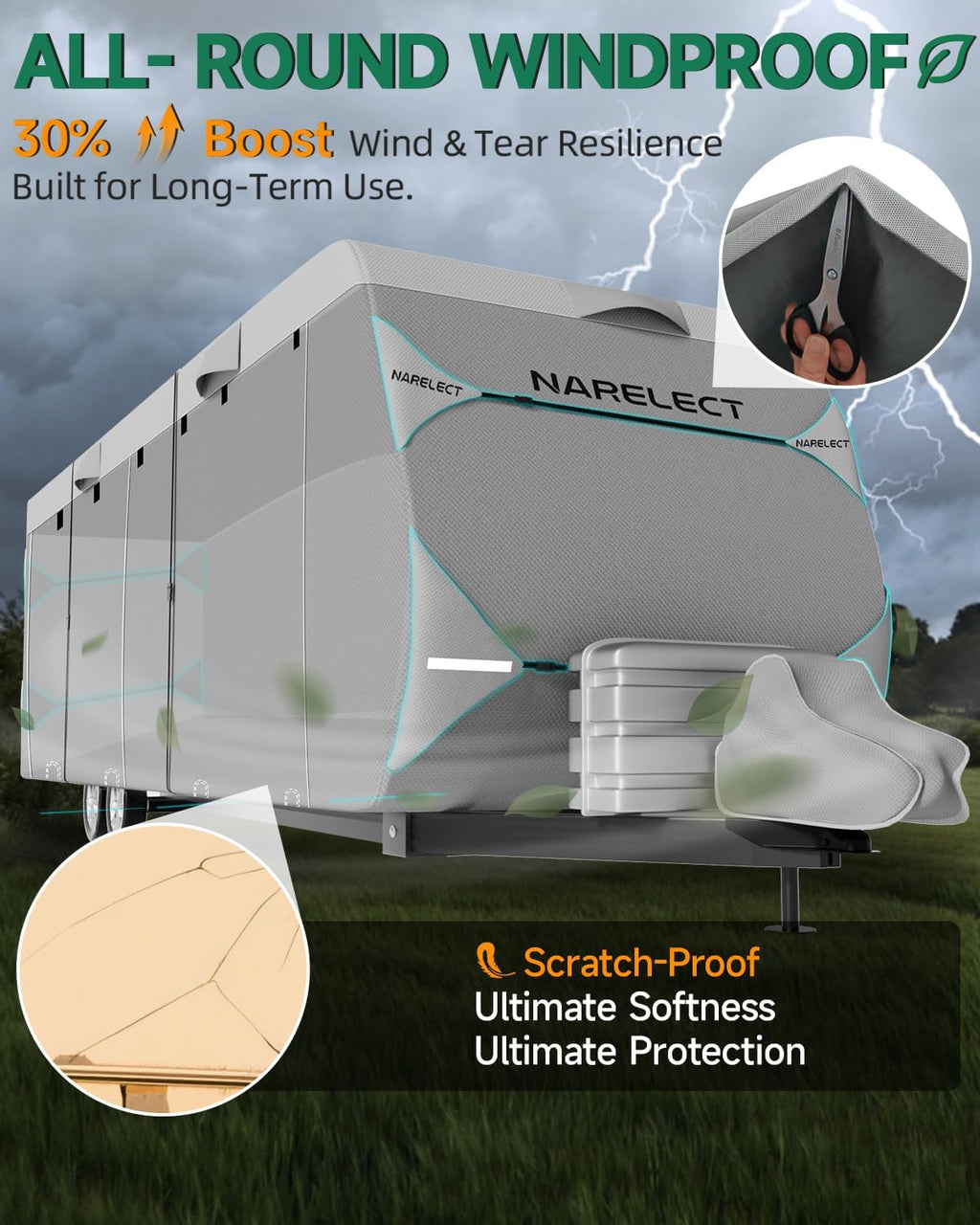 Caravan Cover 23-25ft: 7.01–7.62 m Storage Cover for Caravans | Waterproof, 7-Ply Breathable, UV-Resistant Caravan Cover for RVs Motorhomes & Campervans | with Air Vents & Adjustable Straps