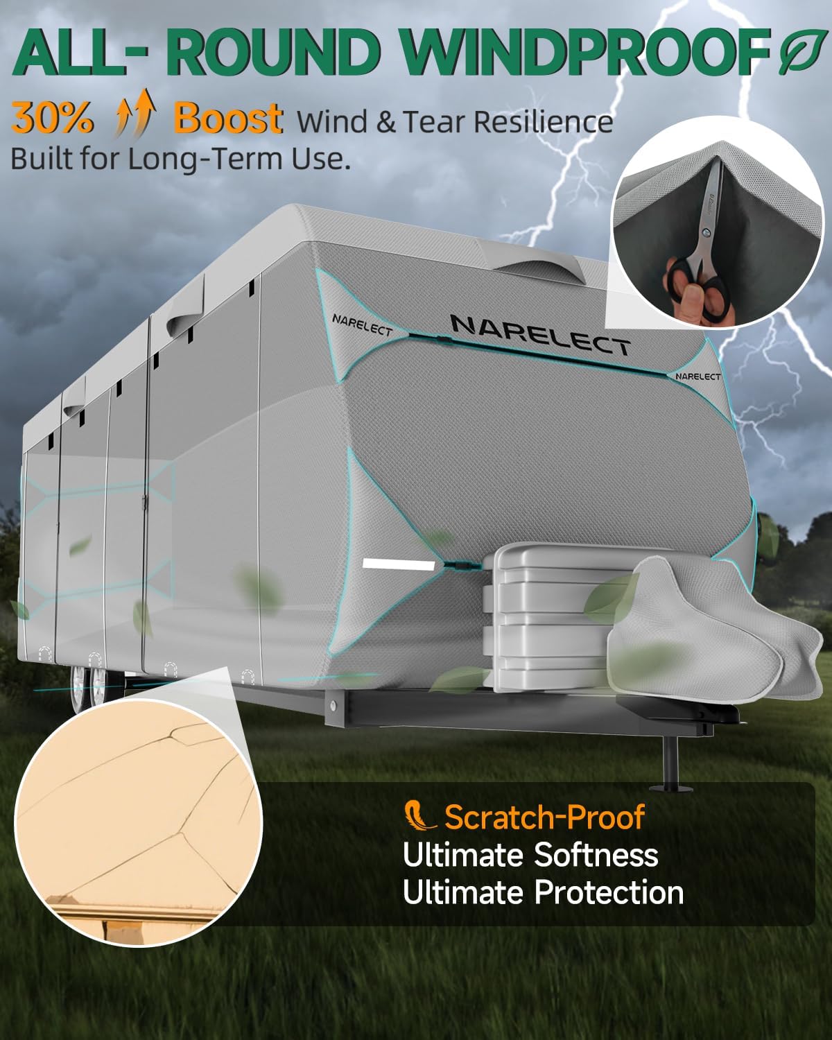 Caravan Cover 23-25ft: 7.01–7.62 m Storage Cover for Caravans | Waterproof, 7-Ply Breathable, UV-Resistant Caravan Cover for RVs Motorhomes & Campervans | with Air Vents & Adjustable Straps