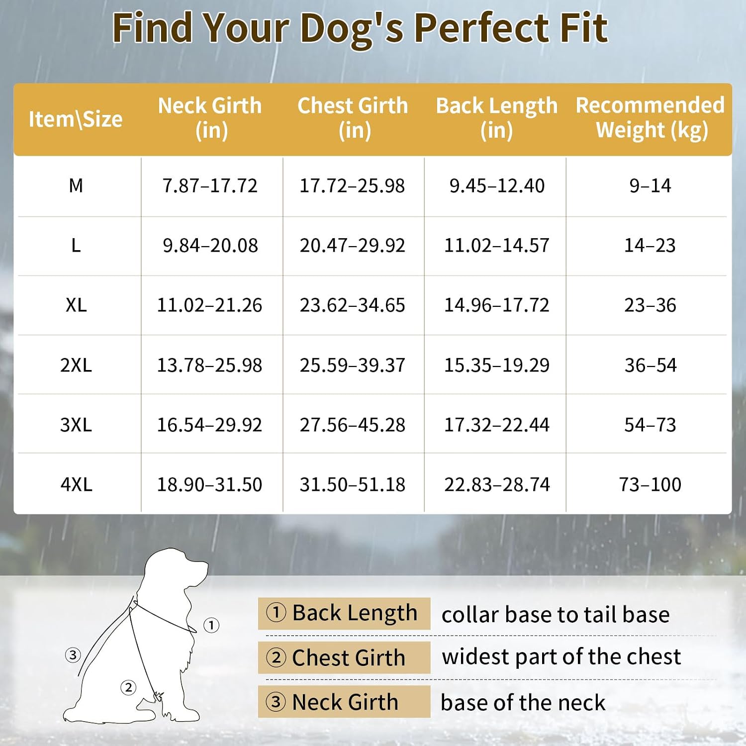 Dog Raincoat Full Body Coverage Waterproof Windproof Hooded Jacket | Full Body & Belly Coverage, Hidden Leash Hole, Reflective Strips, Belly Snap Buttons