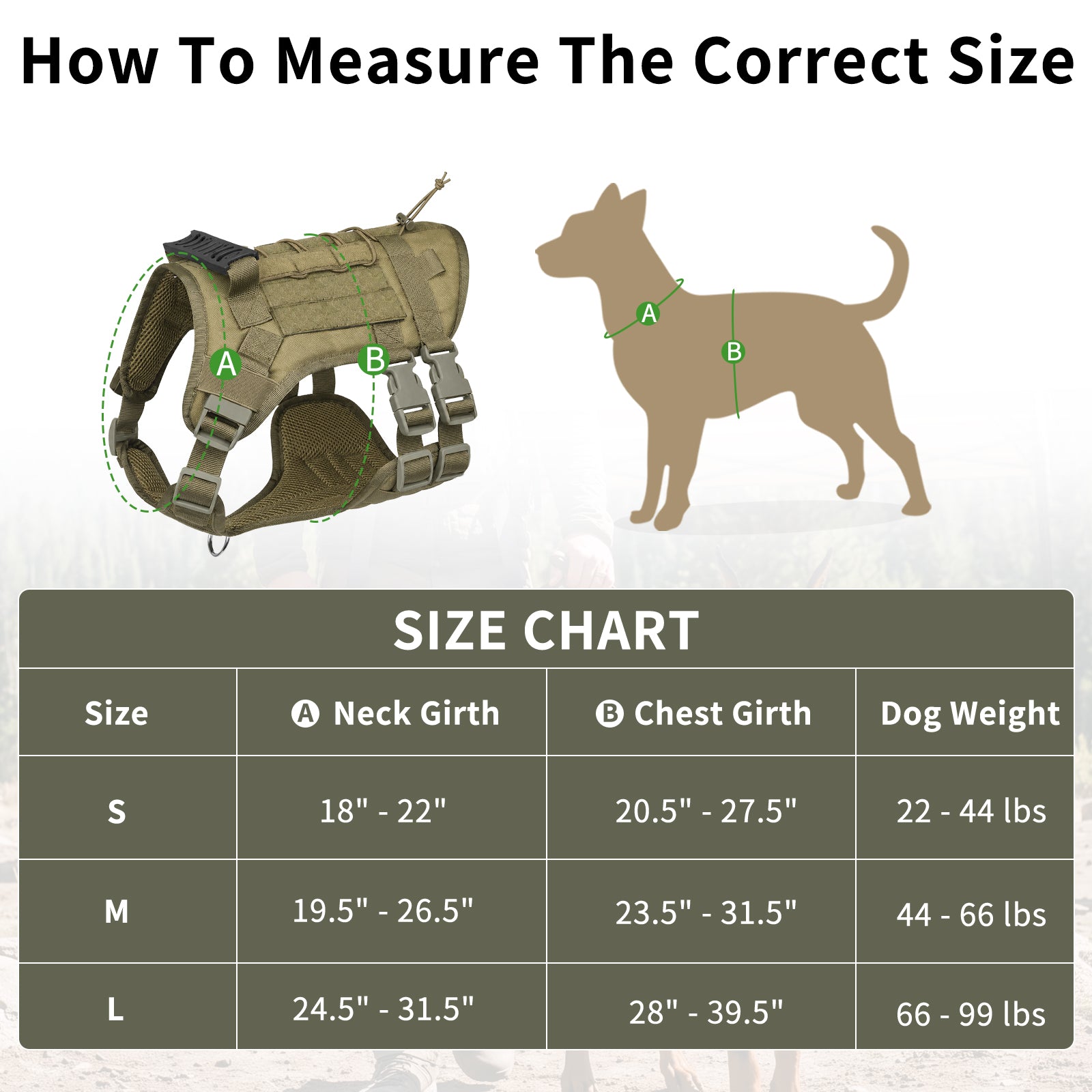 Tactical Dog Harness for Medium Dogs, Heavy Duty No Pull Dog Harness with Handle, Adjustable 6-Buckle Pet Vest for Pitbull, Border Collie, Boxer, Walking, Training, Hunting