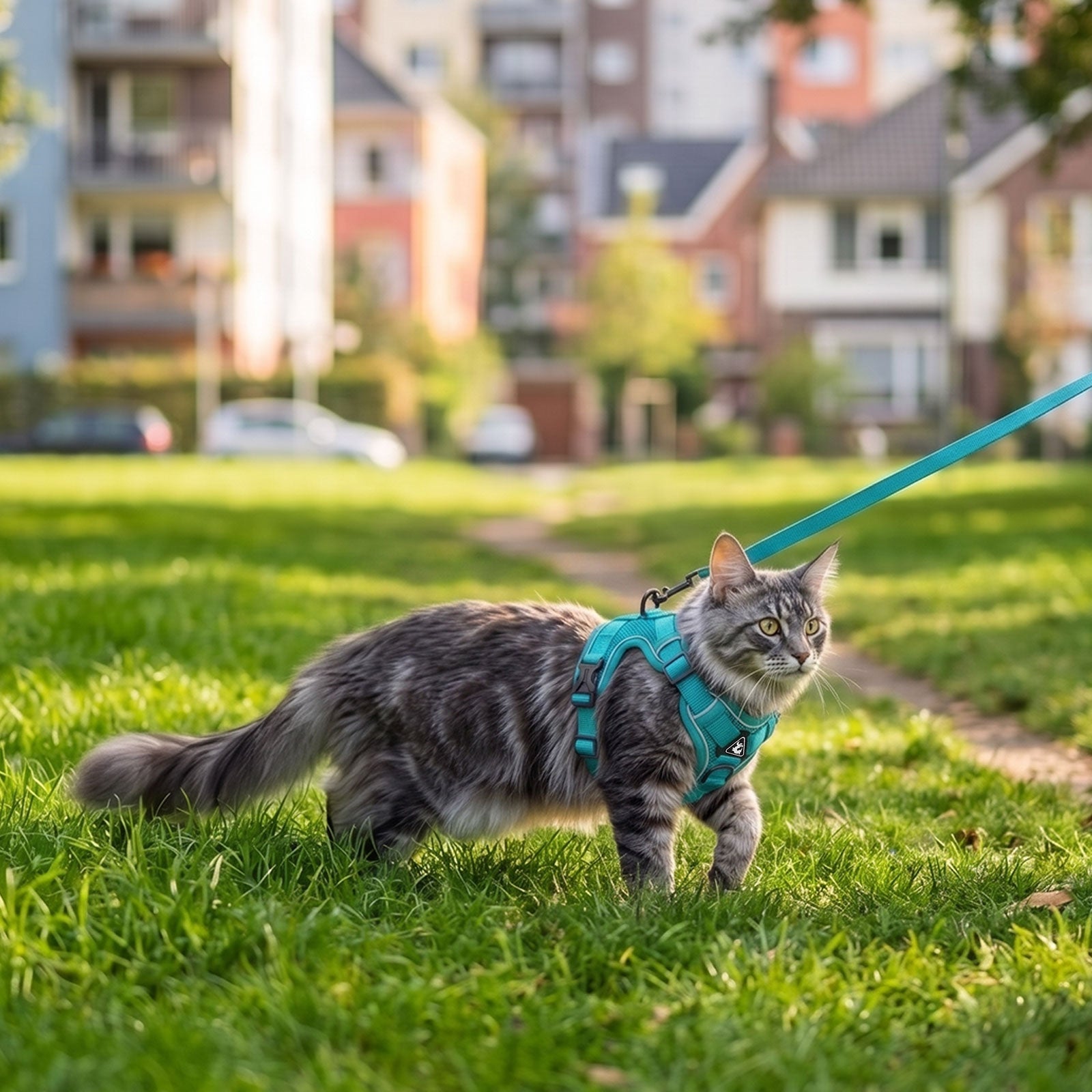 Cat Harness and Leash Set| Escape Proof Adjustable Mesh Vest with Reflective Strips, No-Choke Soft Breathable Harness for Medium Kitten