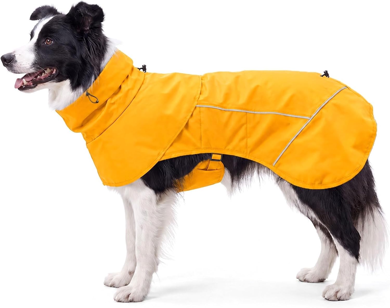Dog Raincoat Full Body Coverage Waterproof Windproof Hooded Jacket | Full Body & Belly Coverage, Hidden Leash Hole, Reflective Strips, Belly Snap Buttons