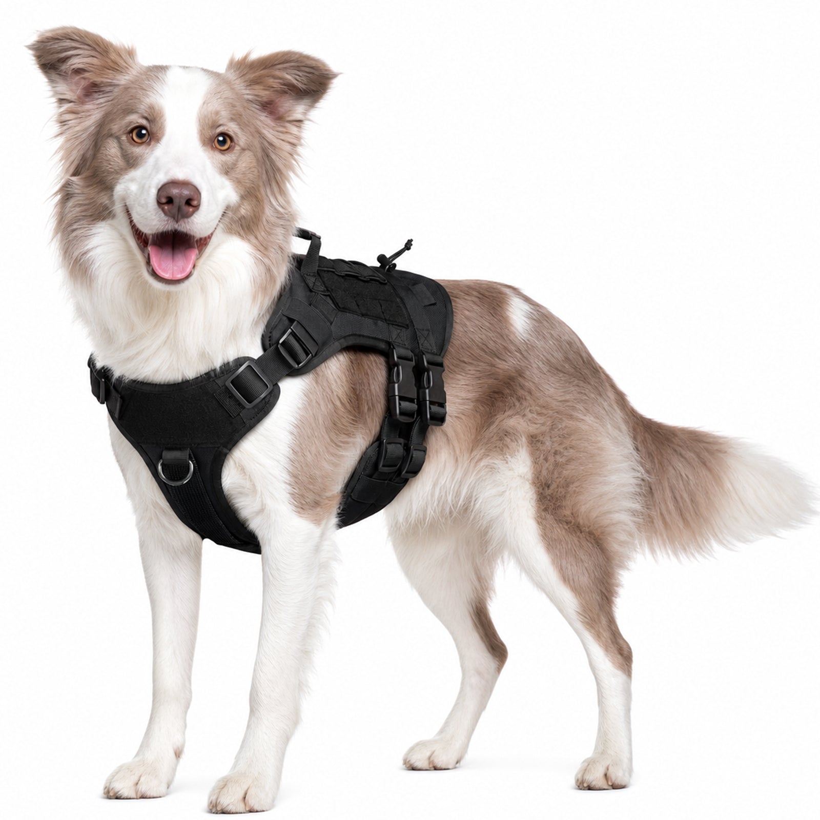 Tactical Dog Harness for Medium Dogs, Heavy Duty No Pull Dog Harness with Handle, Adjustable 6-Buckle Pet Vest for Pitbull, Border Collie, Boxer, Walking, Training, Hunting