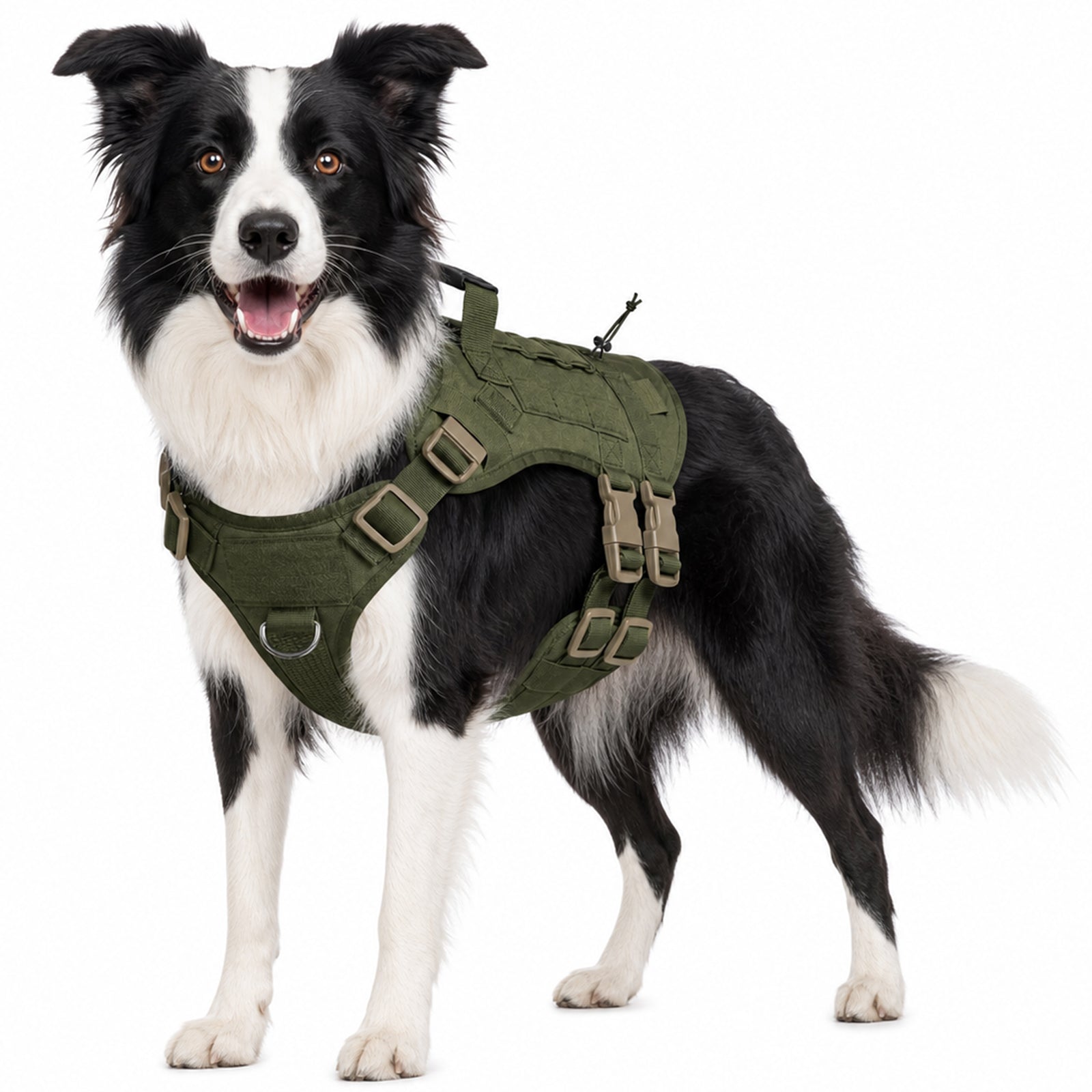 Tactical Dog Harness for Medium Dogs, Heavy Duty No Pull Dog Harness with Handle, Adjustable 6-Buckle Pet Vest for Pitbull, Border Collie, Boxer, Walking, Training, Hunting