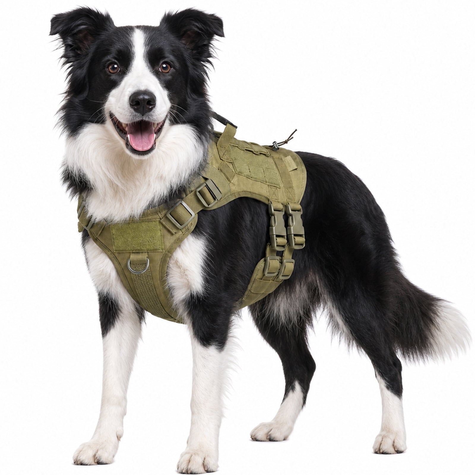 Tactical Dog Harness for Medium Dogs, Heavy Duty No Pull Dog Harness with Handle, Adjustable 6-Buckle Pet Vest for Pitbull, Border Collie, Boxer, Walking, Training, Hunting