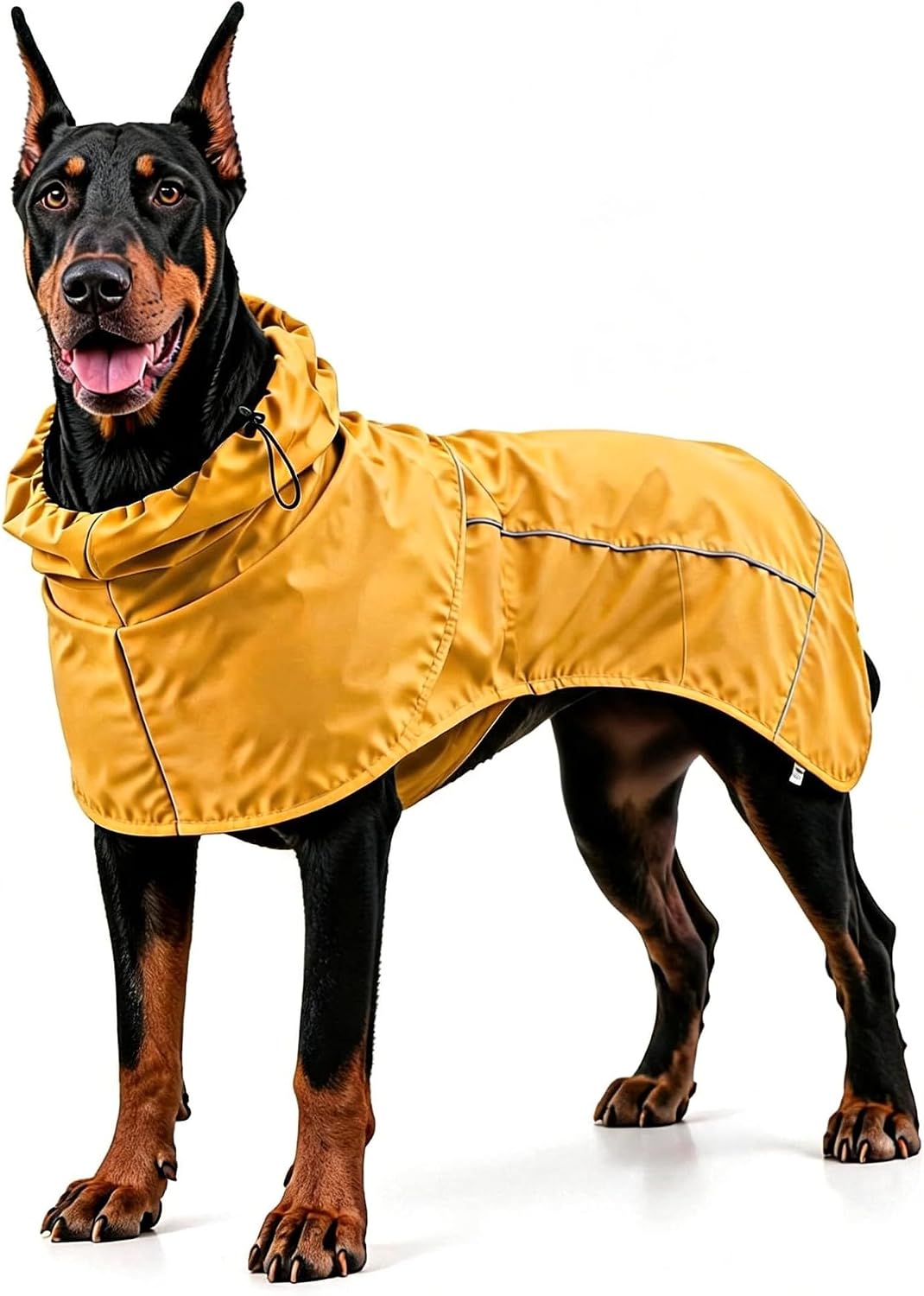 Dog Raincoat Full Body Coverage Waterproof Windproof Hooded Jacket | Full Body & Belly Coverage, Hidden Leash Hole, Reflective Strips, Belly Snap Buttons